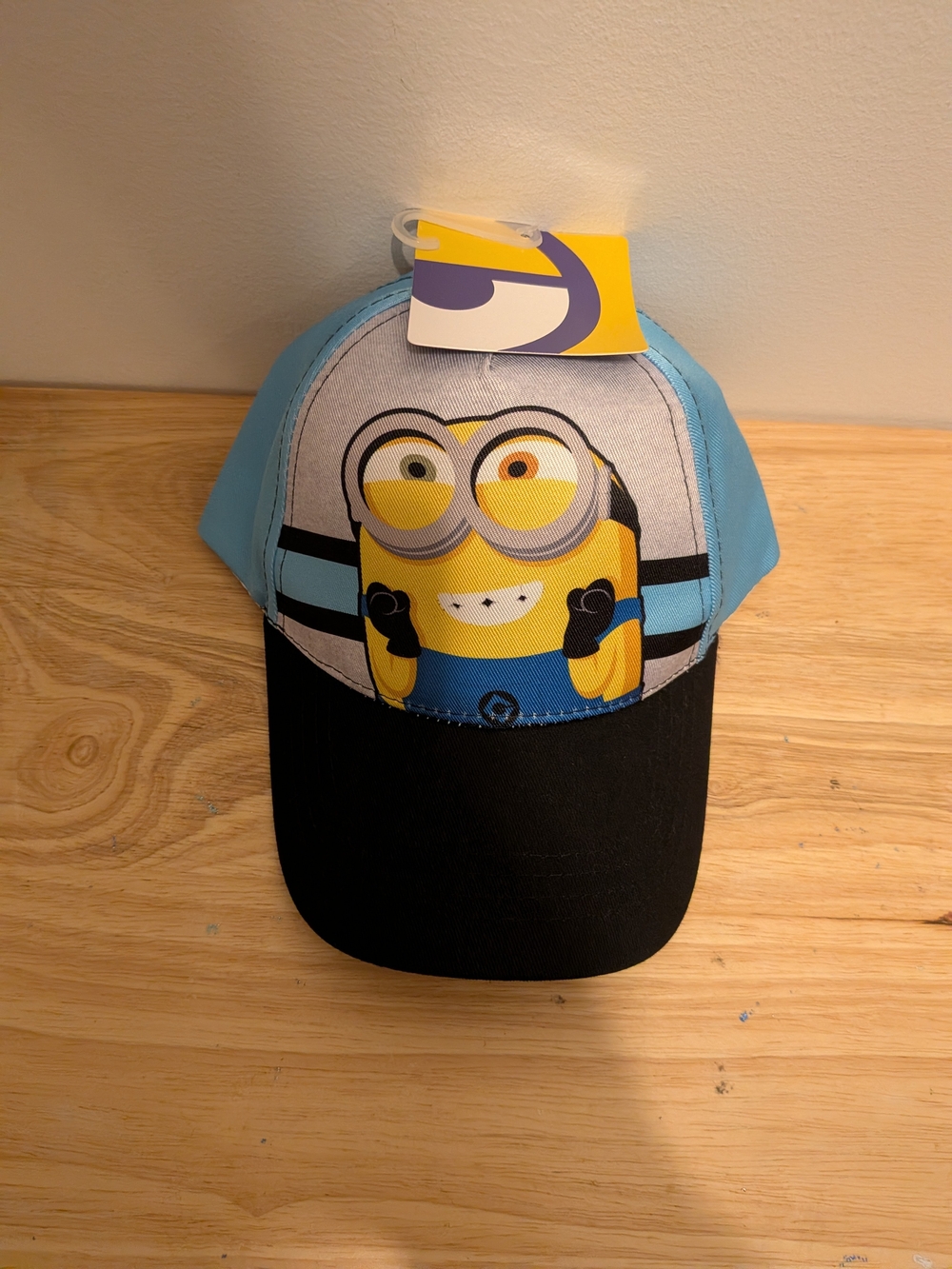 Kids Cartoon Minion Baseball Cap - Light Blue and Black